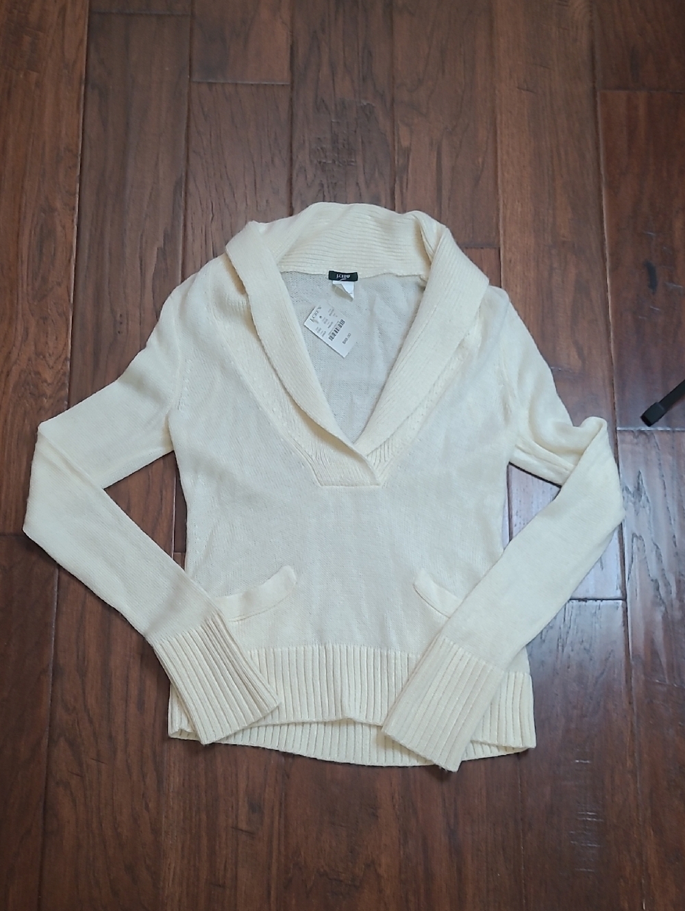 NWT J. Crew Cream V-Neck Acrylic/Super Fine Alpaca/Merino Wool Blend Sweater (S)